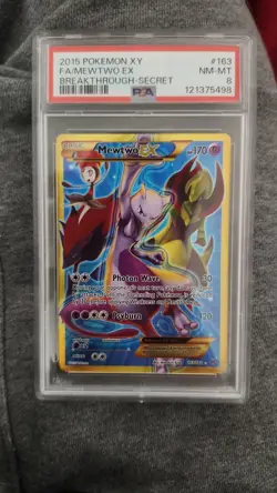 2015 POKEMON XY BREAKTHROUGH #163/162 MEWTWO EX SECRET RARE PSA 8 - Image 1