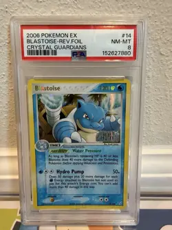 2006 POKEMON EX CRYSTAL GUARDIANS #14 BLASTOISE-REVERSE FOIL PSA 8 - Image 3
