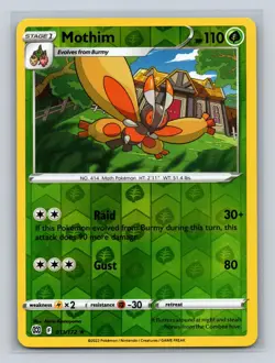 Mothim 011/172 Rare Brilliant Stars Pokemon Reverse Holo LP - Image 1