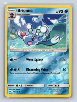 Brionne 40/149 Uncommon SM Base Set Pokemon Reverse Holo LP - Image 1