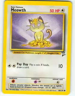 Meowth - 80/130 Base Set 2 - Pokemon TCG - 2000 - Image 1
