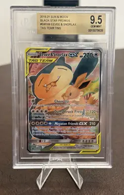 Pokemon Eevee & Snorlax GX TAG TEAM SM169 Black Star Promo Holo BGS 9.5 - Image 1