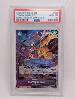 2026 ONE PIECE PROMOS ILLUSTRATION BOX VOL.6 #093 TRAFALGAR LAW PSA 10 - Image 1