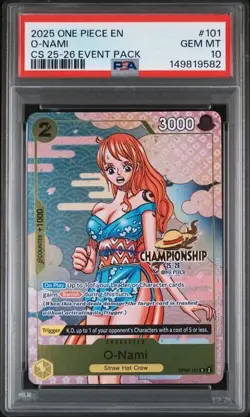 2025 One Piece EN #101 CS 25-26 Event Pack #101 O-Nami PSA 10 GEM MINT - Image 1