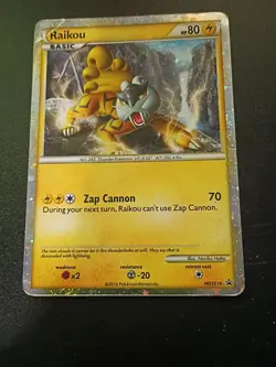 Raikou HGSS19 Holo Promo Edition Pokemon Card HP/Damaged - Image 1