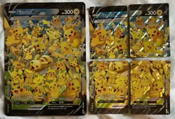 2021 Pokemon Black Star Promo SWSH Pikachu V Union Set 4 Cards & 1 Jumbo MINT - Image 1