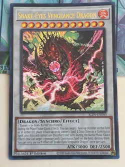 Yugioh 1x Snake-Eyes Vengeance Dragon ALIN-EN040 Alliance Insight 1st Edition NM - Image 2