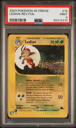 2003 POKEMON SKYRIDGE #15 LEDIAN-REVERSE FOIL PSA 9 - Image 1