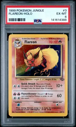 1999 POKEMON JUNGLE #3 FLAREON-HOLO PSA 6 - Image 1