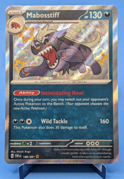 Mabosstiff 188 Pokemon TCG 2024 Secret Rare Shiny Holo Paldean Fates Near Mint - Image 1
