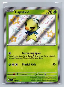 Capsakid 106/091 Pokemon TCG Shiny Rare SV: Paldean Fates Near Mint - Image 1