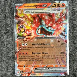 Pokemon Prismatic Evolutions Hearthflame Mask Ogerpon ex 017/131 Double Rare NM - Image 1