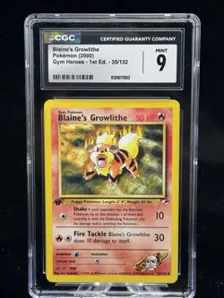 Blaine’s Growlithe #35 1st Edition Gym Heroes 2000 Pokemon CGC 9 🔥 - Image 1