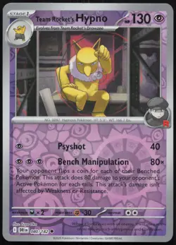 Team Rocket's Hypno 080/182 Uncommon Destined Rivals Pokemon Reverse Holo NM - Image 1