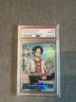 2024 ONE PIECE JAPANESE PROMOS SAIKYO JUMP-MAY 2024 #074 PORTGAS D. ACE PSA 10 - Image 1