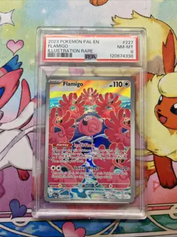 Pokemon TCG Flamigo Card 227/193 IR Sv02: Paldea Evolved 2023 PSA 8 - Image 1