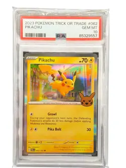 PSA 10 Pokemon Card PIKACHU 062/193 Trick or Trade 2023 Halloween Stamp Holo - Image 1