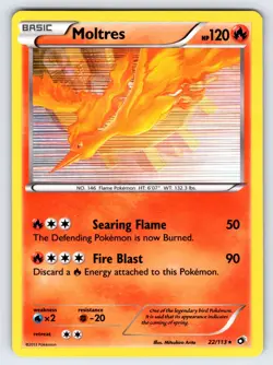 Moltres 22/113 2013 B&W Legendary Treasures Pokemon Card Arita Art Holo - Nm/Vlp - Image 1