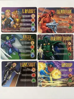(6) 1995 MARVEL OVERPOWER COLLECTABLE CARD GAME "CHARACTER CARDS" No Doubles - Image 1