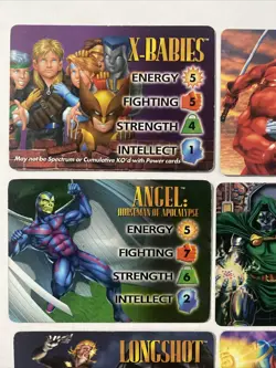 (6) 1995 MARVEL OVERPOWER COLLECTABLE CARD GAME "CHARACTER CARDS" No Doubles - Image 2