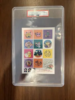 1998 Japanese Pokemon Pikachu Birthday White Star Stickers PSA 10 LOW POP - Image 1