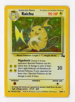 Pokemon Raichu (14) Unlimited Holo Fossil 14/62 NM WOTC Vintage - Image 1