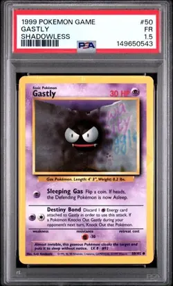 PSA 1.5 *POP 2* 1999 SHADOWLESS Base Set Gastly 50/102 Pokemon - Image 1