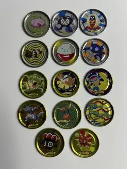 RARE Pokemon Metalix Tazos Lot (14 pcs) Vintage Metal Collection - Image 1