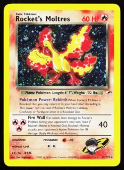 ROCKET'S MOLTRES 12/132 HOLO RARE GYM HEROES POKEMON UNLIMITED HOLO LP - Image 1