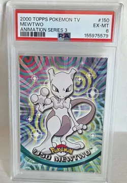 2000 Topps Pokemon TV Animation Series 3 PSA 6 #150 Mewtwo Pop 9 - Image 1
