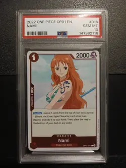 One Piece Card Game TCG Nami OP01-016 R PSA 10 Pre-Errata - Image 1