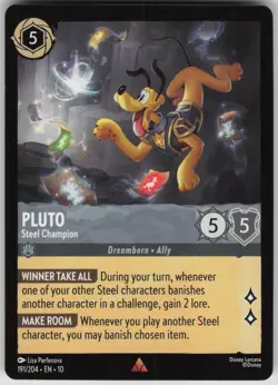 Disney Lorcana TCG Pluto - Steel Champion Rare Whispers in the Well 191/204 - Image 1