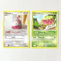 Lot of 2 Pokemon TCG Cards -POP 8 Series 2008 LP - Happiny 14/17 Carnivine 7/17 - Image 1