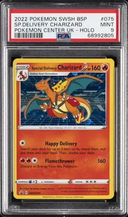 2022 POKEMON SWSH BLACK STAR PROMO #075 SPECIAL DELIVERY CHARIZARD-HOLO PSA 9 - Image 1