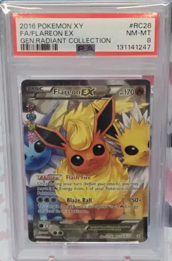 2016 Pokemon Flareon EX RC28 Generations Radiant Collection PSA 8 NM-MT - Image 1