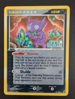 Pokemon TCG Sableye EX Crystal Guardians 10/100 reverse Holo Rare Stamped - Image 1