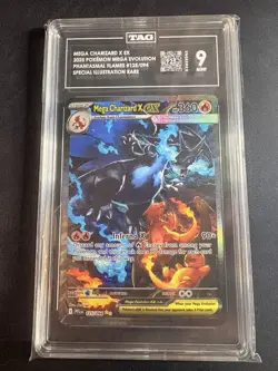 Mega Charizard X EX TAG Graded 9 125/094 Phantasmal Flames SIR Holo 2025 - Image 1