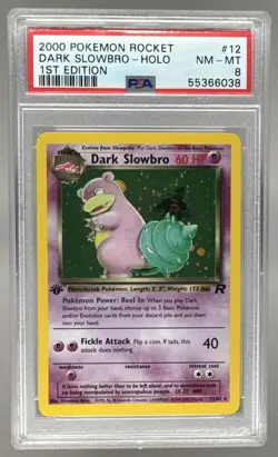 2000 Pokemon Team Rocket First Edition 12 Dark Slowbro Holo PSA 8 55366038 - Image 1