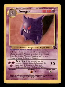 Gengar 20/62 Rare Fossil Pokemon Unlimited Damaged - Image 1