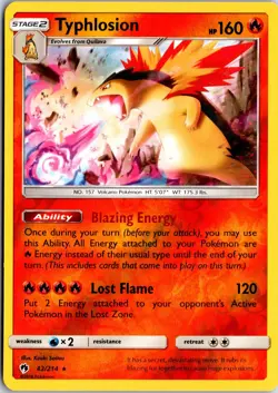 Typhlosion 42/214 Holo R Lost Thunder Pokemon Reverse Holo NM/M - Image 1