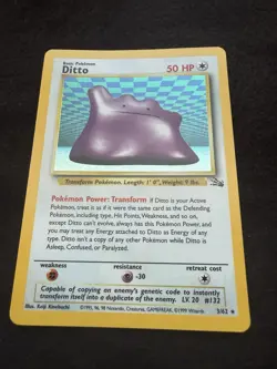 1999 Pokemon TCG Ditto 3/62 Holo Rare Fossil Set (LP) - Image 2
