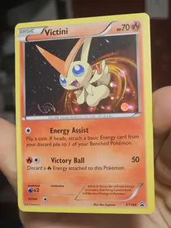 Pokemon TCG Victini Xy189 Black Star Promo Galaxy HD Swirl LP/MP - Image 1