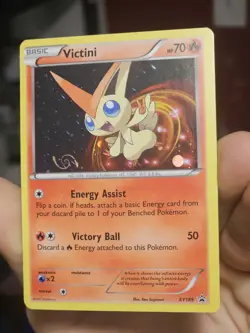 Pokemon TCG Victini Xy189 Black Star Promo Galaxy HD Swirl LP/MP - Image 2