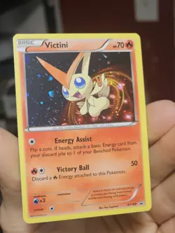 Pokemon TCG Victini Xy189 Black Star Promo Galaxy HD Swirl LP/MP - Image 3