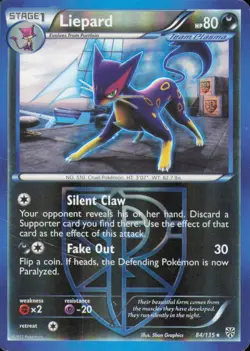 Liepard 84/135 Reverse Holo R Pokemon Plasma Storm - Image 1