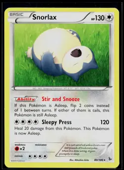 Snorlax 80/106 Rare Flashfire Pokemon Lightly Played - Image 1