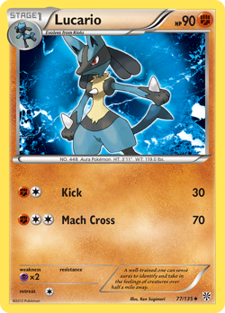 LUCARIO 77/135 UNCOMMON PLASMA STORM POKEMON DAMAGED - Image 1