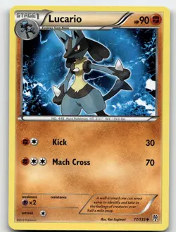 LUCARIO 77/135 UNCOMMON PLASMA STORM POKEMON DAMAGED - Image 2
