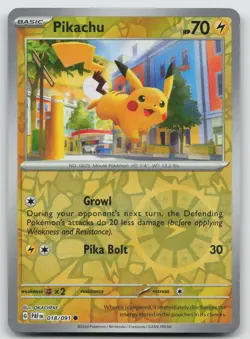 Pikachu 018/091 Paldean Fates Pokemon Reverse Holo NM - Image 1