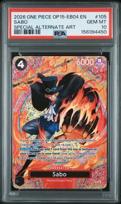 2026 One Piece OP15-EB04 EN Kami's Island - Sabo P-105 Special Alt Art - PSA 10! - Image 1